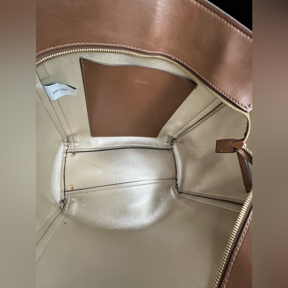 Nine West Chelsea Three Compartment Tote Brown Cognac Handbag - Picture 12 of 12